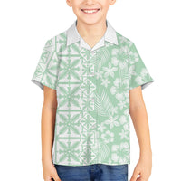 Pastel Green Kahili Quilt Hawaii Hawaiian Shirt Tropical Flower Seamless Half Style LT14 - Polynesian Pride