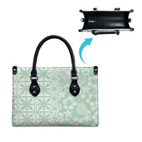 Pastel Green Kahili Quilt Hawaii Leather Bag Tropical Flower Seamless Half Style