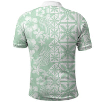 Pastel Green Kahili Quilt Hawaii Polo Shirt Tropical Flower Seamless Half Style LT14 - Polynesian Pride