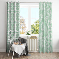 Pastel Green Kahili Quilt Hawaii Window Curtain Tropical Flower Seamless Half Style
