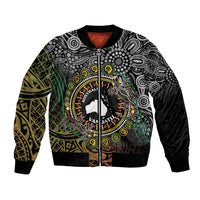 Personalised Australia And Vanuatu Bomber Jacket Aboriginal Lizard Polynesia Ni-Van Pig Tusk