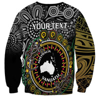 Personalised Australia And Vanuatu Sweatshirt Aboriginal Lizard Polynesia Ni-Van Pig Tusk