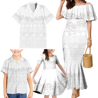 Tokelau White Sunday Family Matching Mermaid Dress and Hawaiian Shirt Polynesian Pattern Gardenia Thunbergia LT14 - Polynesian Pride