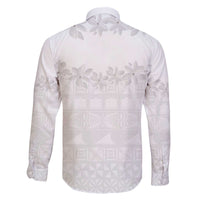 Tokelau White Sunday Family Matching Off The Shoulder Long Sleeve Dress and Hawaiian Shirt Polynesian Pattern Gardenia Thunbergia LT14 - Polynesian Pride