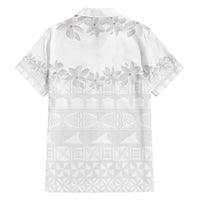 Tokelau White Sunday Family Matching Off Shoulder Maxi Dress and Hawaiian Shirt Polynesian Pattern Gardenia Thunbergia LT14 - Polynesian Pride