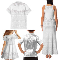 Tokelau White Sunday Family Matching Tank Maxi Dress and Hawaiian Shirt Polynesian Pattern Gardenia Thunbergia LT14 - Polynesian Pride