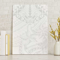 American Samoa White Sunday Canvas Wall Art Lotu Tamaiti Plumeria With Samoan Pattern LT14 Without Frame White - Polynesian Pride