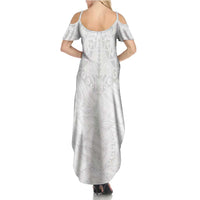 American Samoa White Sunday Family Matching Summer Maxi Dress and Hawaiian Shirt Lotu Tamaiti Plumeria With Samoan Pattern LT14 - Polynesian Pride