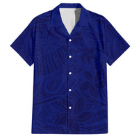 Blue Polynesia Family Matching Tank Maxi Dress and Hawaiian Shirt Polynesian Pattern Mix Plumeria