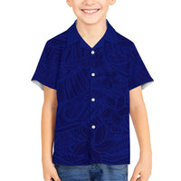 Blue Polynesia Family Matching Tank Maxi Dress and Hawaiian Shirt Polynesian Pattern Mix Plumeria