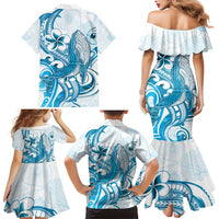 Blue Hawaii Humpback Whale Family Matching Mermaid Dress and Hawaiian Shirt Polynesian Tribal Ocean Vibes LT14 - Polynesian Pride