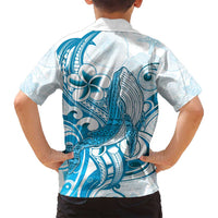 Blue Hawaii Humpback Whale Family Matching Off Shoulder Maxi Dress and Hawaiian Shirt Polynesian Tribal Ocean Vibes LT14 - Polynesian Pride