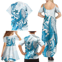 Blue Hawaii Humpback Whale Family Matching Summer Maxi Dress and Hawaiian Shirt Polynesian Tribal Ocean Vibes LT14 - Polynesian Pride