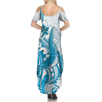 Blue Hawaii Humpback Whale Family Matching Summer Maxi Dress and Hawaiian Shirt Polynesian Tribal Ocean Vibes LT14 - Polynesian Pride