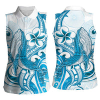 Blue Hawaii Humpback Whale Women Sleeveless Polo Shirt Polynesian Tribal Ocean Vibes