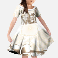 Brown Hawaii Humpback Whale Family Matching Off The Shoulder Long Sleeve Dress and Hawaiian Shirt Polynesian Tribal Ocean Vibes LT14 Daughter's Dress Brown - Polynesian Pride
