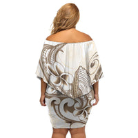Brown Hawaii Humpback Whale Family Matching Off Shoulder Short Dress and Hawaiian Shirt Polynesian Tribal Ocean Vibes LT14 - Polynesian Pride