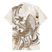 Brown Hawaii Humpback Whale Family Matching Short Sleeve Bodycon Dress and Hawaiian Shirt Polynesian Tribal Ocean Vibes LT14 - Polynesian Pride