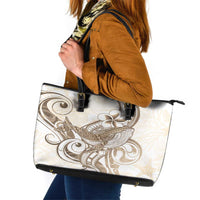 Brown Hawaii Humpback Whale Leather Tote Bag Polynesian Tribal Ocean Vibes LT14 Brown - Polynesian Pride