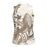 Brown Hawaii Humpback Whale Women Sleeveless Polo Shirt Polynesian Tribal Ocean Vibes