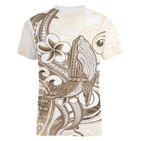 Brown Hawaii Humpback Whale Women V-Neck T-Shirt Polynesian Tribal Ocean Vibes