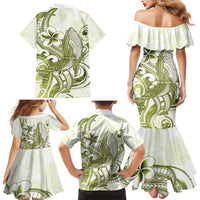 Lime Green Hawaii Family Matching Mermaid Dress and Hawaiian Shirt Humpback Whale Tattoo Polynesian Tribal Ocean Vibes LT14 - Polynesian Pride