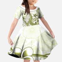 Lime Green Hawaii Family Matching Off The Shoulder Long Sleeve Dress and Hawaiian Shirt Humpback Whale Tattoo Polynesian Tribal Ocean Vibes LT14 Daughter's Dress Lime Green - Polynesian Pride