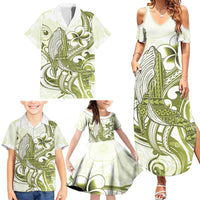 Lime Green Hawaii Family Matching Summer Maxi Dress and Hawaiian Shirt Humpback Whale Tattoo Polynesian Tribal Ocean Vibes LT14 - Polynesian Pride