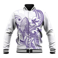 Purple Hawaii Baseball Jacket Humpback Whale Tattoo Polynesian Tribal Ocean Vibes