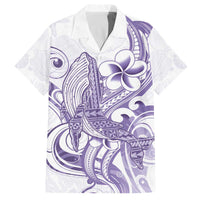 Purple Hawaii Family Matching Off The Shoulder Long Sleeve Dress and Hawaiian Shirt Humpback Whale Tattoo Polynesian Tribal Ocean Vibes LT14 Dad's Shirt - Short Sleeve Purple - Polynesian Pride