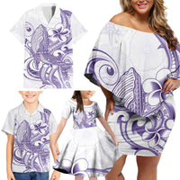 Purple Hawaii Family Matching Off Shoulder Short Dress and Hawaiian Shirt Humpback Whale Tattoo Polynesian Tribal Ocean Vibes LT14 - Polynesian Pride