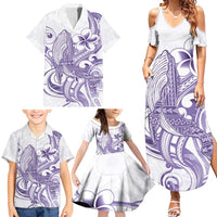 Purple Hawaii Family Matching Summer Maxi Dress and Hawaiian Shirt Humpback Whale Tattoo Polynesian Tribal Ocean Vibes LT14 - Polynesian Pride