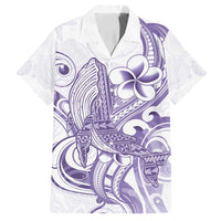 Purple Hawaii Family Matching Summer Maxi Dress and Hawaiian Shirt Humpback Whale Tattoo Polynesian Tribal Ocean Vibes LT14 Dad's Shirt - Short Sleeve Purple - Polynesian Pride