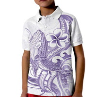 Purple Hawaii Kid Polo Shirt Humpback Whale Tattoo Polynesian Tribal Ocean Vibes