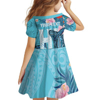 Personalised Hawaii Family Matching Long Sleeve Bodycon Dress and Hawaiian Shirt Humpback Whale Tattoo With Tropical Flowers LT14 - Polynesian Pride