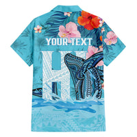 Personalised Hawaii Family Matching Off Shoulder Short Dress and Hawaiian Shirt Humpback Whale Tattoo With Tropical Flowers LT14 - Polynesian Pride