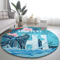 Personalised Hawaii Round Carpet Humpback Whale Tattoo With Tropical Flowers
