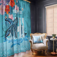 Personalised Hawaii Window Curtain Humpback Whale Tattoo With Tropical Flowers