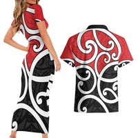 New Zealand Couples Matching Short Sleeve Bodycon Dress and Hawaiian Shirt Maori Koru Tino Rangatiratanga Color LT14 - Polynesian Pride