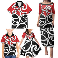 New Zealand Family Matching Puletasi and Hawaiian Shirt Maori Koru Tino Rangatiratanga Color - Polynesian Pride