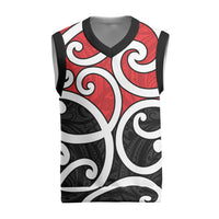 New Zealand Christmas Knitted V-Neck Vest Maori Koru Tino Rangatiratanga Color LT14 Red - Polynesian Pride