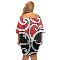 New Zealand Off Shoulder Short Dress Maori Koru Tino Rangatiratanga Color LT14 - Polynesian Pride