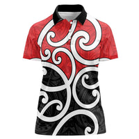 New Zealand Women Polo Shirt Maori Koru Tino Rangatiratanga Color LT14 Female Red - Polynesian Pride