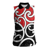 New Zealand Women Sleeveless Polo Shirt Maori Koru Tino Rangatiratanga Color LT14 Female Red - Polynesian Pride