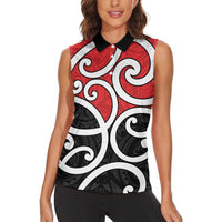 New Zealand Women Sleeveless Polo Shirt Maori Koru Tino Rangatiratanga Color LT14 - Polynesian Pride