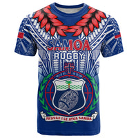 Custom Samoa Rugby T Shirt 2023 Go Manu Samoa With Ula Fala Style LT14 Blue - Polynesian Pride