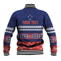 Personalised FAST Samoa Siapo Baseball Jacket Teuila Flowers Samoan Pattern - Polynesian Pride
