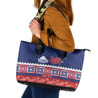 Personalised FAST Samoa Siapo Leather Tote Bag Teuila Flowers Samoan Pattern - Polynesian Pride