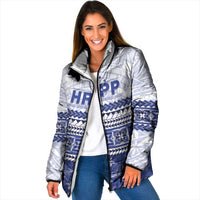 Personalised HRPP Samoa Siapo Padded Jacket Teuila Flowers Samoan Pattern - Polynesian Pride