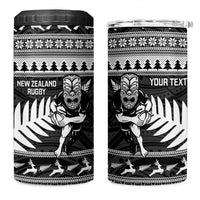 New Zealand Christmas Rugby Personalised 4 in 1 Can Cooler Tumbler Meri Kirihimete All Black Maori LT14 One Size: 16 oz Black - Polynesian Pride